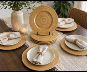 Pier 1 Imports Wooden Charger Plates - Set of 6 - 13"