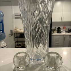 Crystal Vase With Candle Holders