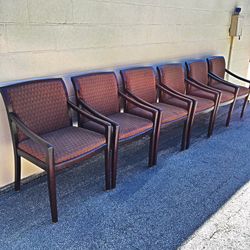 6 solid wood vintage upholstered chairs