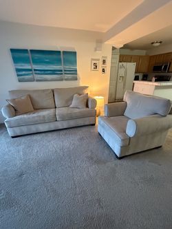 Beige Sofa and Armchair Set