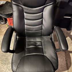 Leather Office Chair - Black SONGMICS Thick Executive Office Chair with High Back Large Seat and Tilt Function, Black