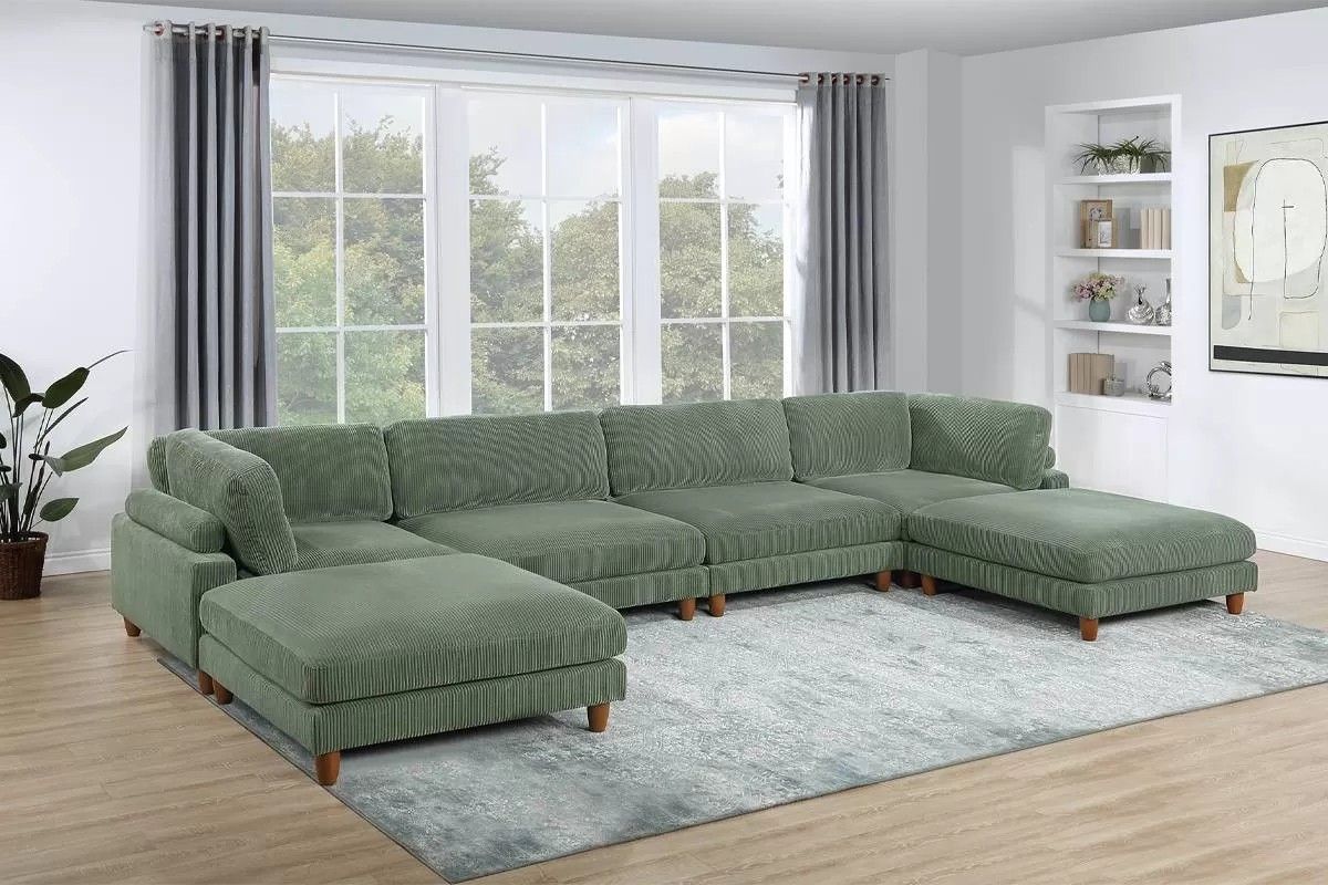 Brand New Grey Corduroy Modular Sectional Sofa