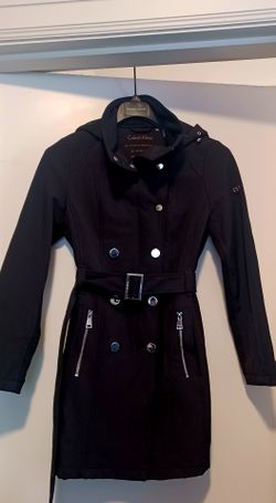 Excellent New Condition! Calvin Klein black trench coat women's size small