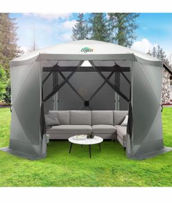 COBIZI 12x12 Pop Up Gazebo, Screen Tent with Carry Bag & Stakes, Grey