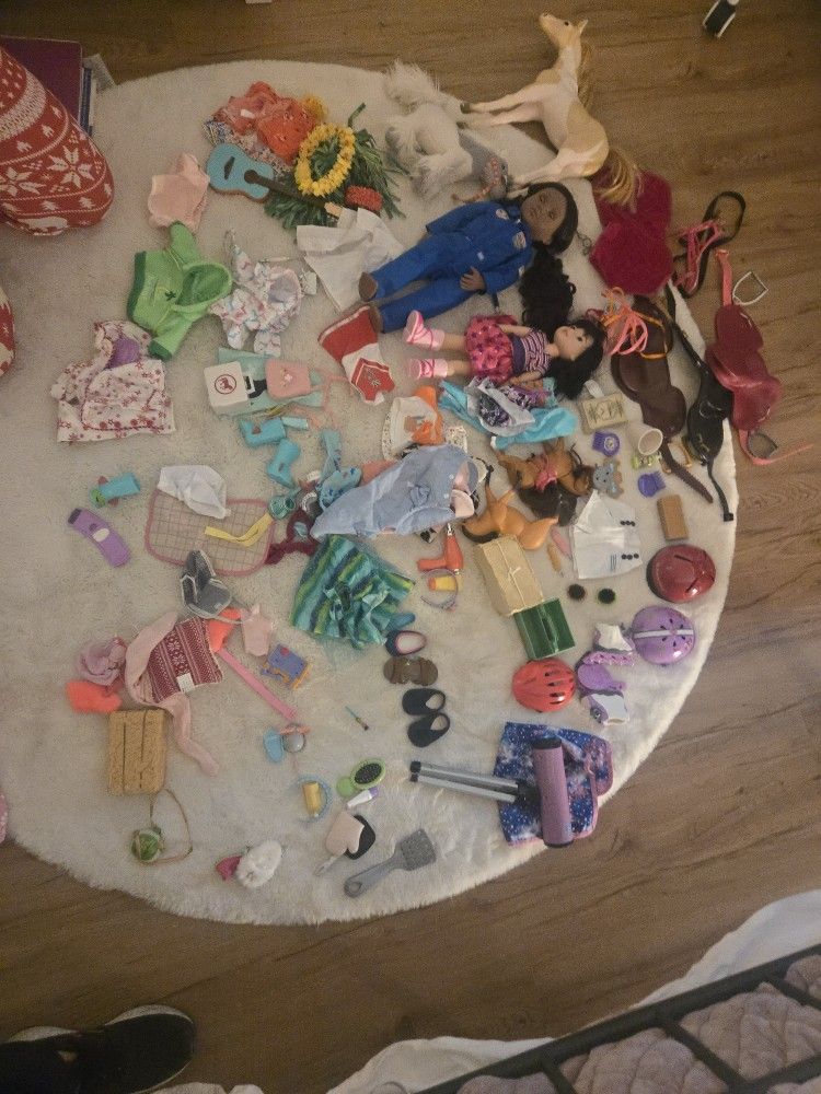 American Girl Doll And Smaller American Doll, Horse And Accessories $180 For Lot