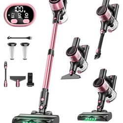 Cordless Vacuum Cleaner, 8 in 1 Powerful Suction Lightweight Vacuum Cleaner for Home, LED Display, 3 Suction Modes, 45Mins Detachable Battery Vacuum f