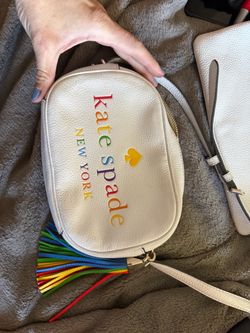 Kate Spade Rainbow Logo Crossbody Bag + Matching Clutch Tassels WLRU4327