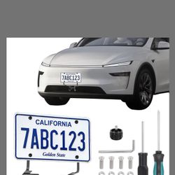 Front License Plate Holder For Tesla Model Y Juniper 2025 2026,No Drill License Plate Frame For Tesla Model Y Juniper Accessories With Anti-Theft Desi
