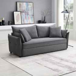 GRAY FABRIC SOFA SLEEPER BED COUCH