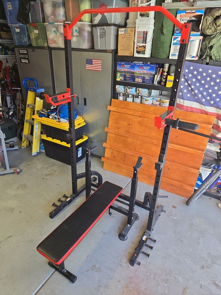 Weight Squat Rack with free bench