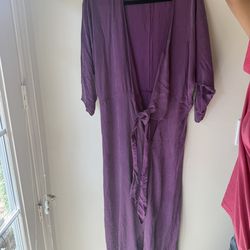 Purple Wrap Dress Elegant Soft Minimal Chic Midi Dress