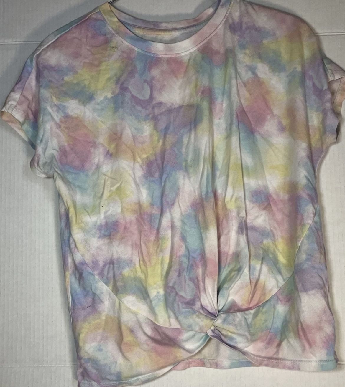 Wonder Nation Women’s Purple & White Multicolor TieDye Shirt, Front Tie,Size 2Xl