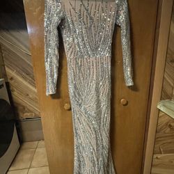 Fashion Nova sequin dress in blush and silver. Size XS.