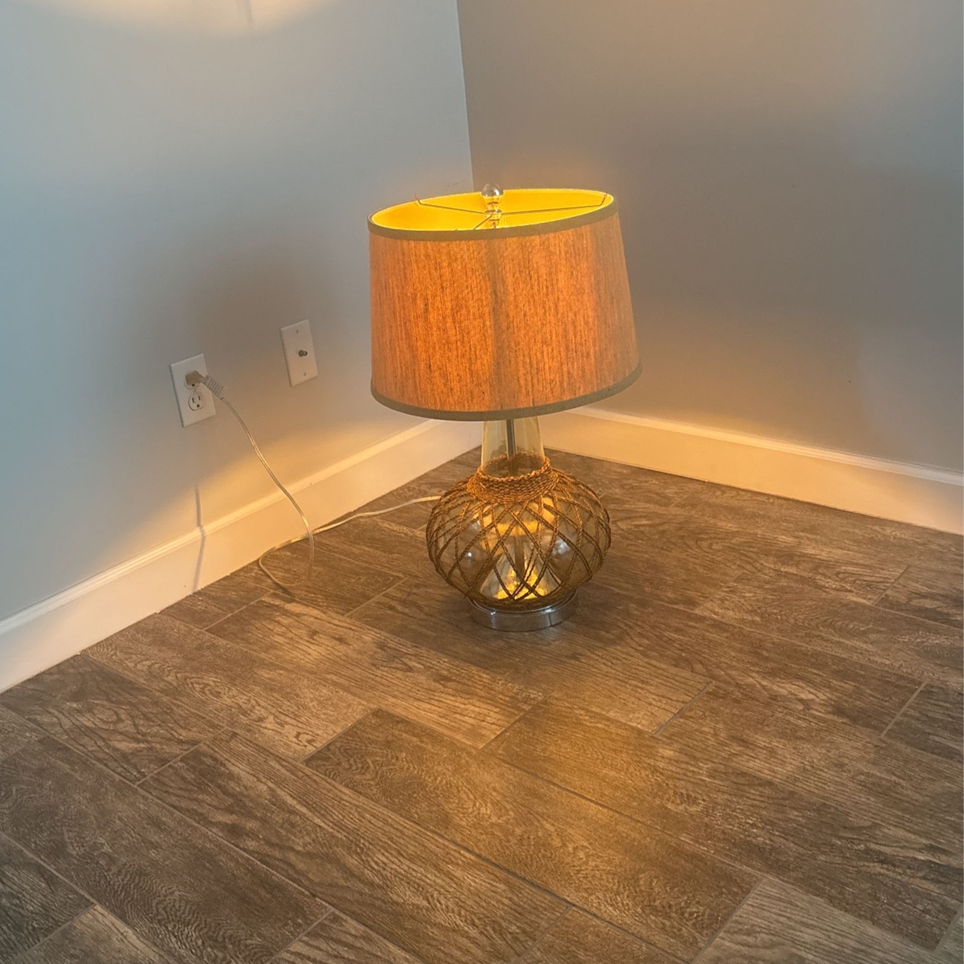 Large glass lamp with shade