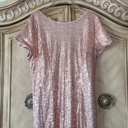 XL Gold sequined long gown Prom Formal Party Dress
