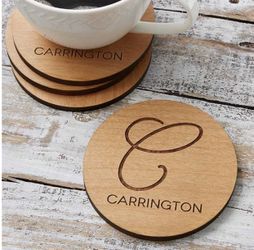 Customized wood burned tea coasters custom made on order