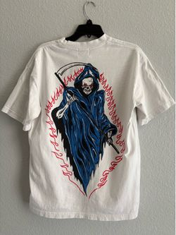 Warren Lotas Shirt Mens Small Blue Grim Reaper Horror Graphic Tee
