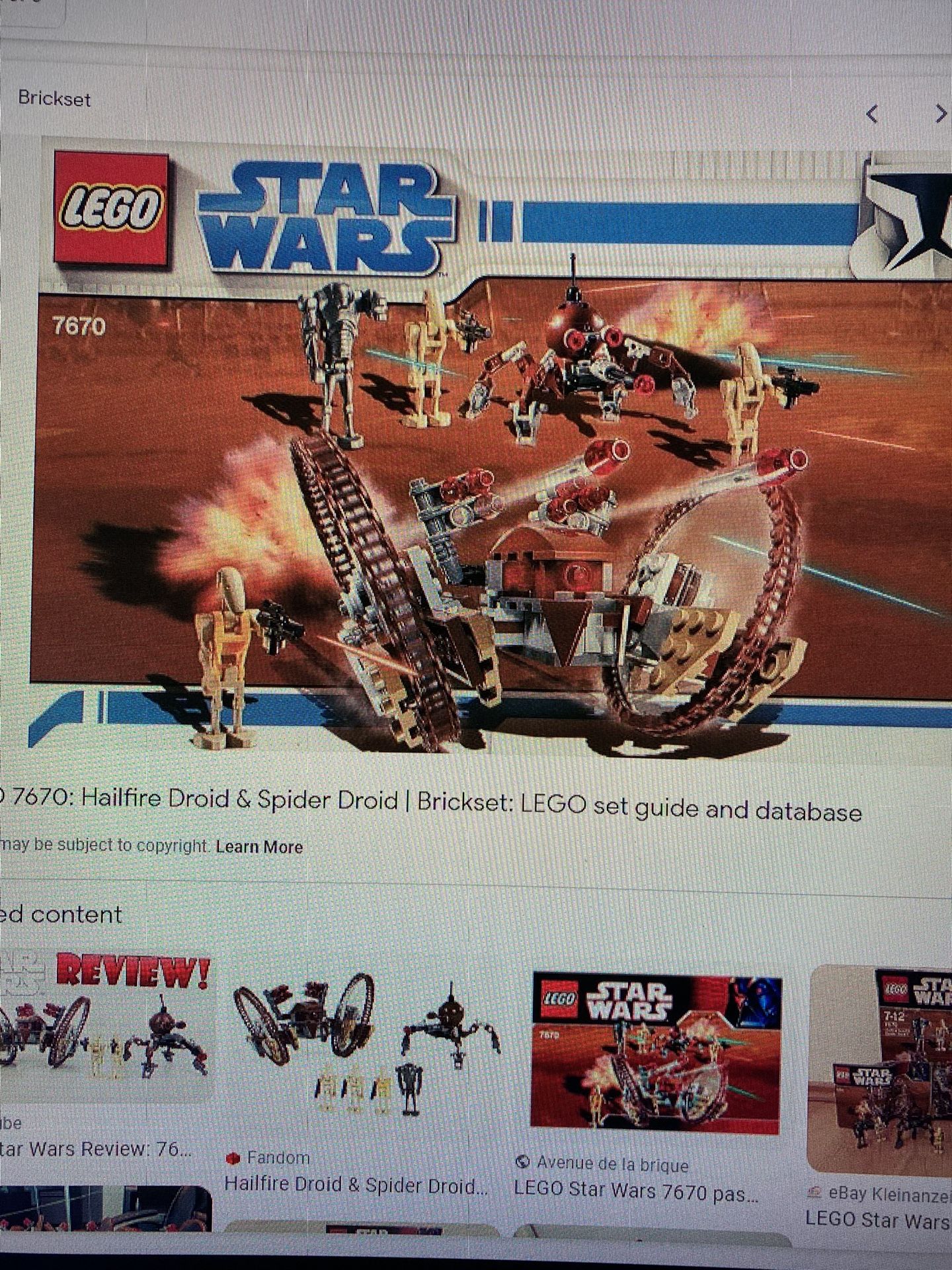 Lego Star Wars Hailfire Droid and Spider Droid 7670 for Sale in