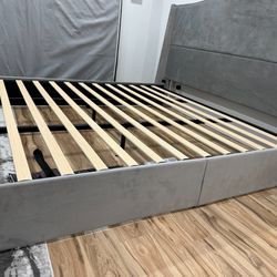 Brand New King Size Bed - Grey Upholstered Frame