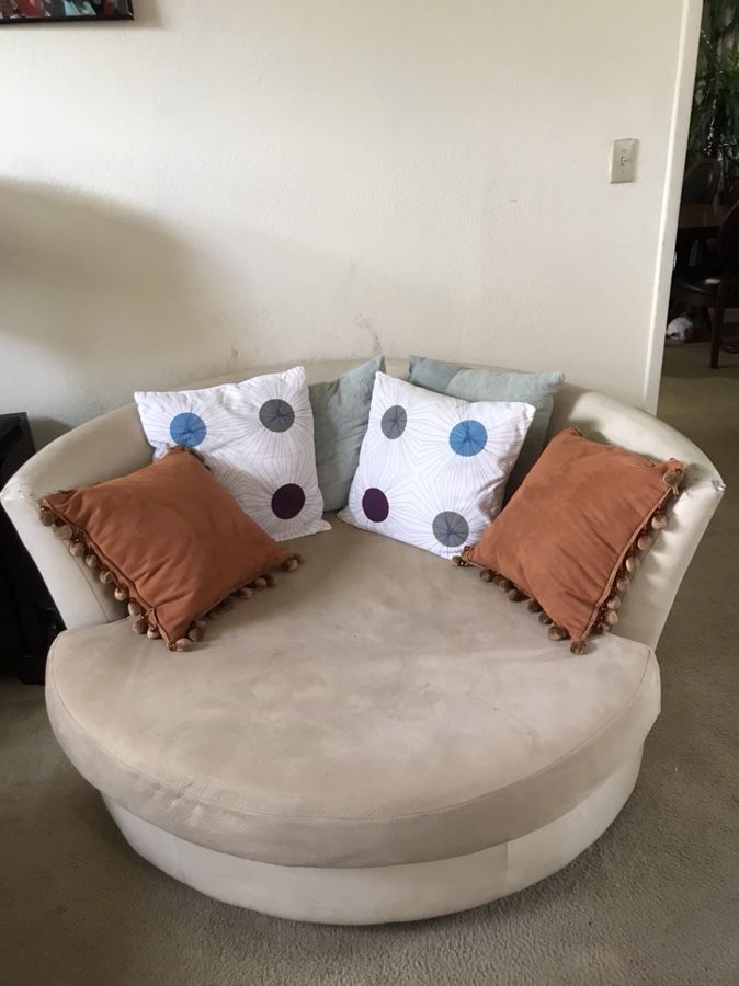 Round Lounge Couch with pillows