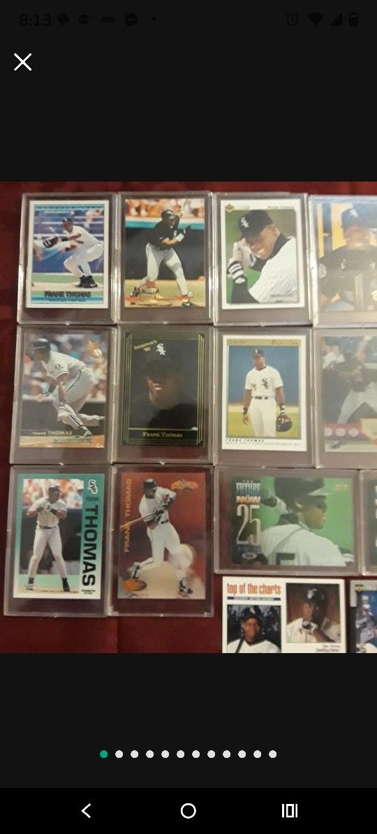 Baseball Frank Thomas 19 card lot. One of the greatest to swing the bat. 16 are in hard plastic protectors. Only $200. Only sold as 1 lot.