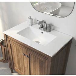 Eridanus Tucson 30 in. W x 18 in. D x 7 in. H Vitreous China Single Sink Vanity Top in White with 3-Faucet Hole (Sink Only) @666