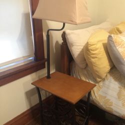 End table with lamp and storage