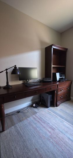Desk and drawers with hutch/shelves
