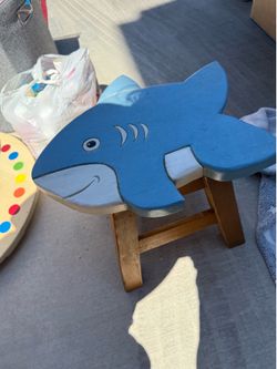 Kids Wooden Shark Step Stool