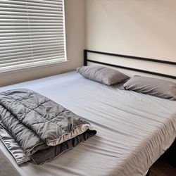 King size metal bed frame with headboard