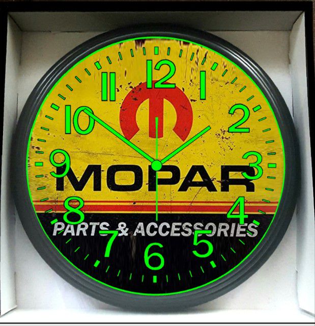 Mopar Or No Car Dodge Garage Shop Glow In The Dark While Clock New!