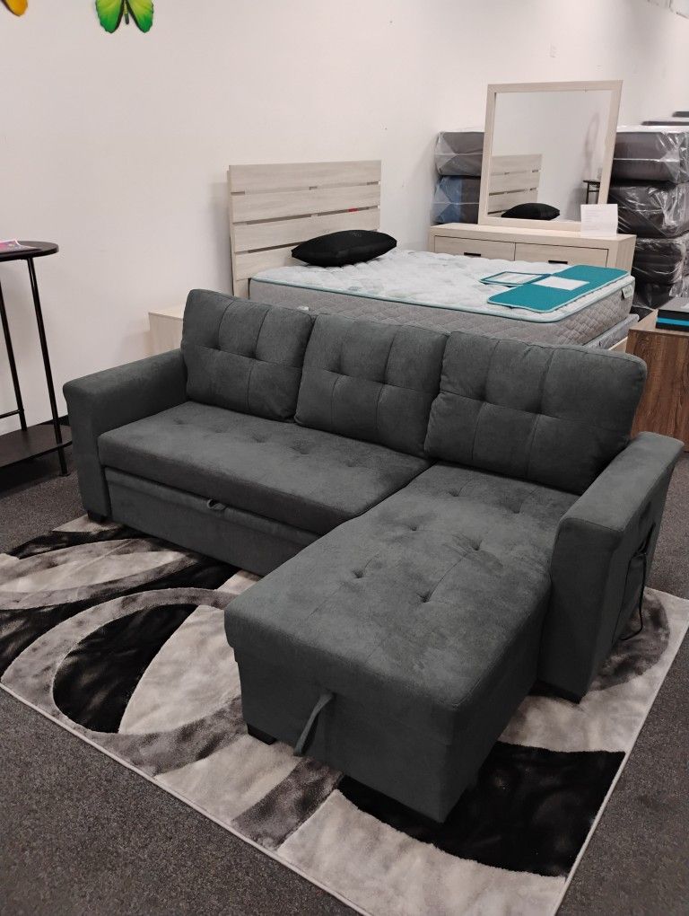 Dark Grey Pull Out Sofa Bed