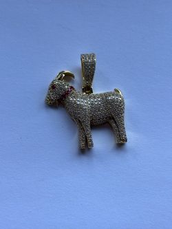 925 Sterling Silver Iced Out Goat Pendant 6.1mm BO 1.4” w Bail C007