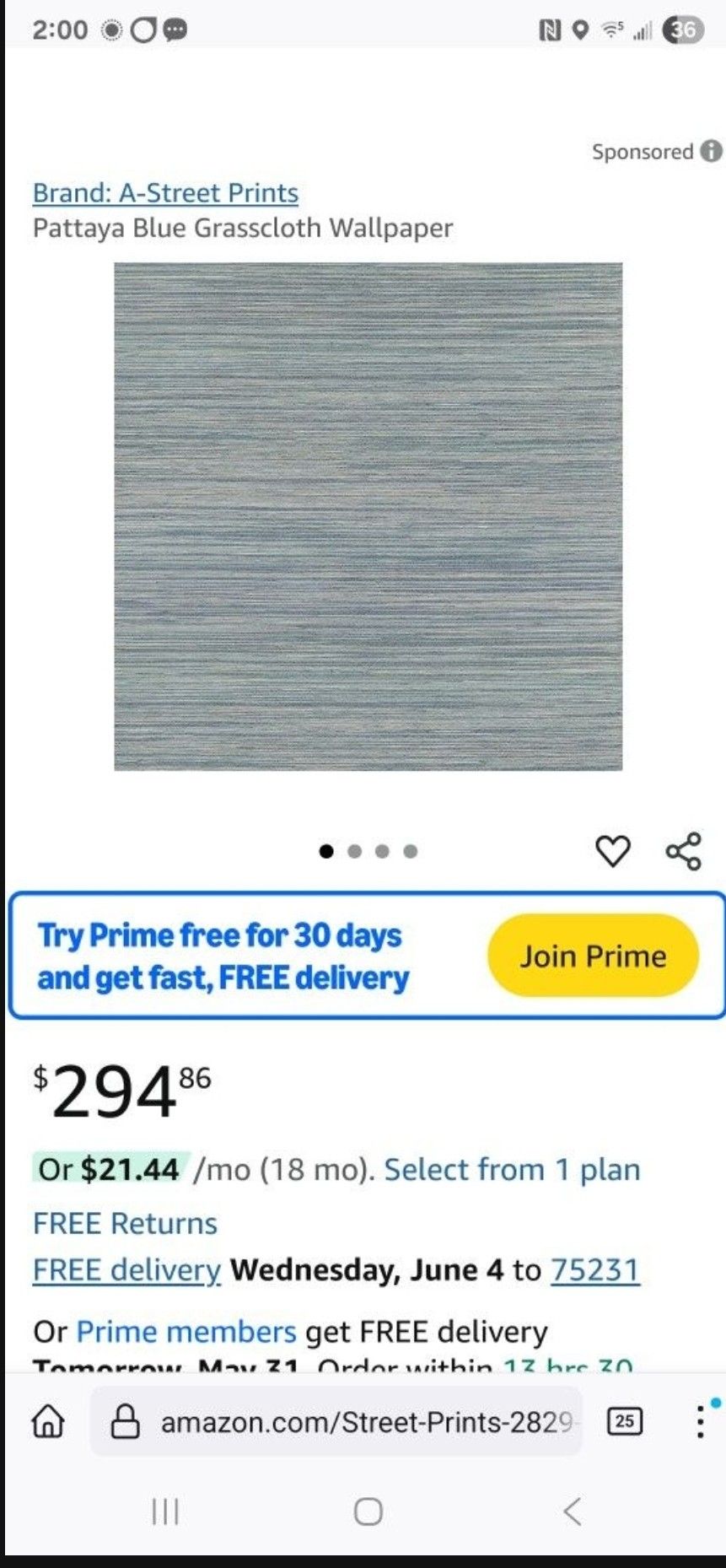Grasscloth Wallpaper - less than half price