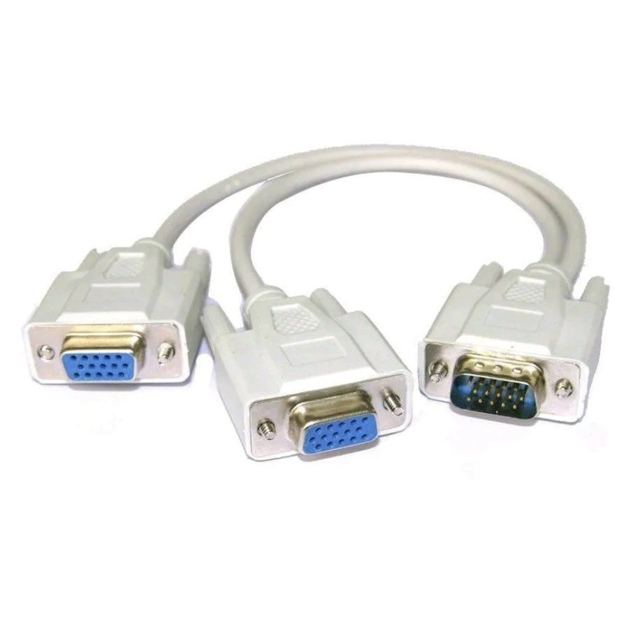 VGA SVGA 1 PC TO 2 MONITOR Male to 2 Dual Female Y Adapter Splitter Cable 15PIN