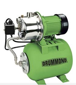 DRUMMOND 1 HP Stainless Steel Shallow Well Pump and Tank with Pressure Control Switch, 950 GPH