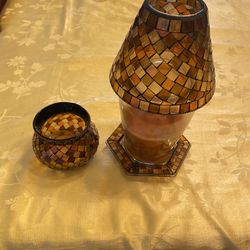 Party Lite Mosaic Jar Candle And Votive