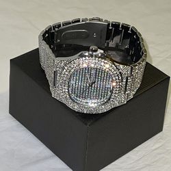 14k Silver Iced Out Luxury Watch