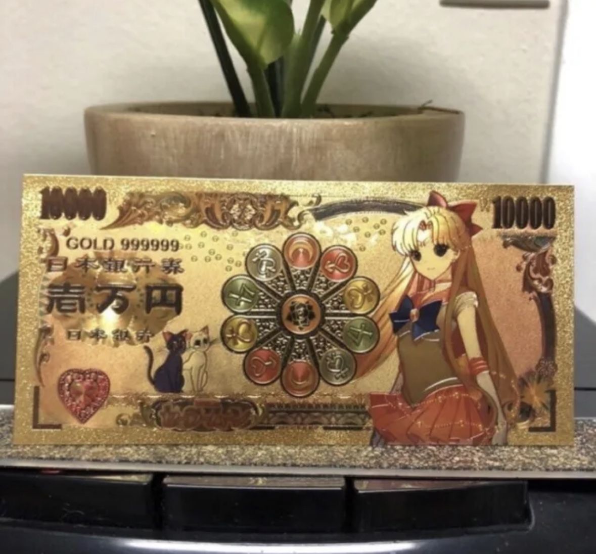 24k Gold Plated Sailor Venus Sailor Moon Banknote