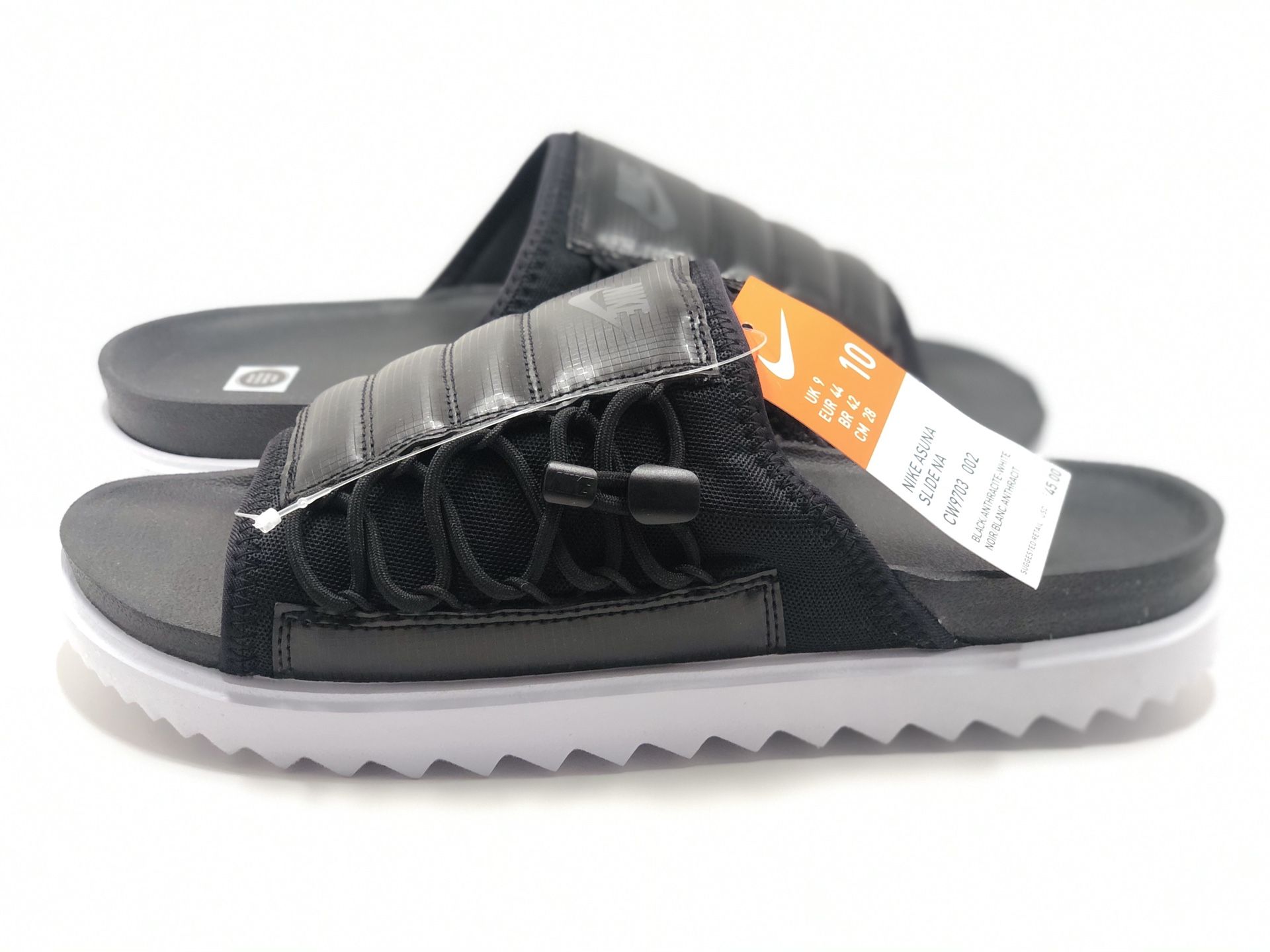 Nike Asuna Slides Black Anthracite White Sz 10 CW9703 002 100