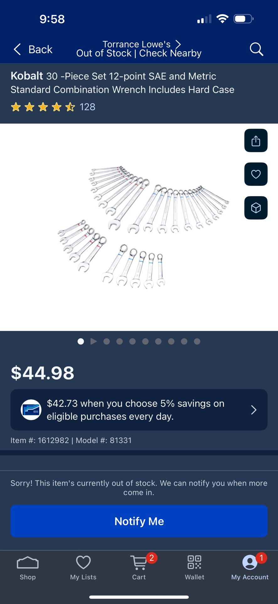 Combination Wrench Set