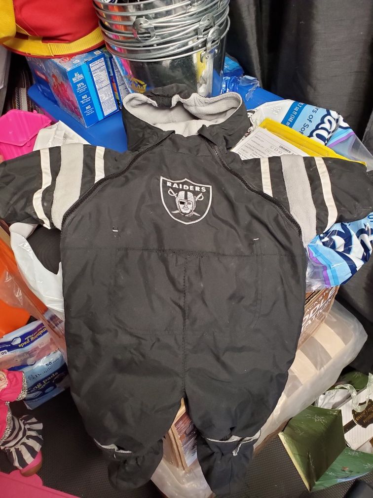 Raiders reversible kids snow overall size 3 to 12 months
