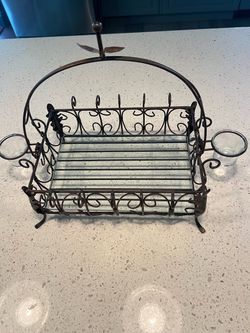 Decorative Wrought Iron Holder with Glass Cups