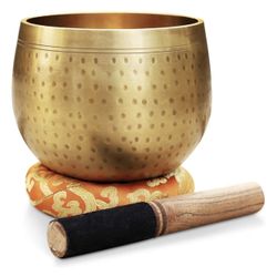 Tibetan Ring Gong Meditation Singing Bowl Mallet Cushion Set (Jumbo) 