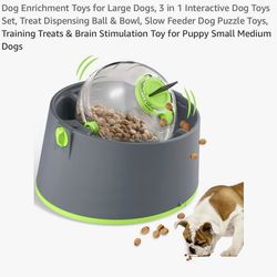 Dog Enrichment Toys for Large Dogs, 3 in 1 Interactive Dog Toys Set, Treat Dispensing Ball & Bowl, Slow Feeder Dog Puzzle Toys,