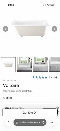 Swiss Madison 60x30 Voltaire Alcove Tub