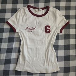 H&M burgundy beige shirt