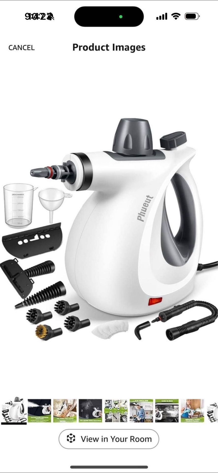 Handheld Multi-Surface Natural Steam Cleaner with 12 pcs Accessories, Multi-Purpose Steamer for Home
