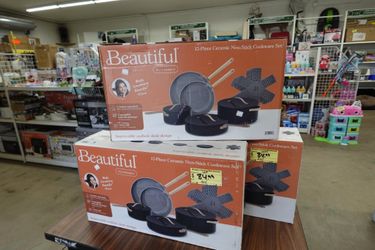 12Pc Beautiful Ceramic Nonstick Pot & Pan Cookware Set – Black Sesame