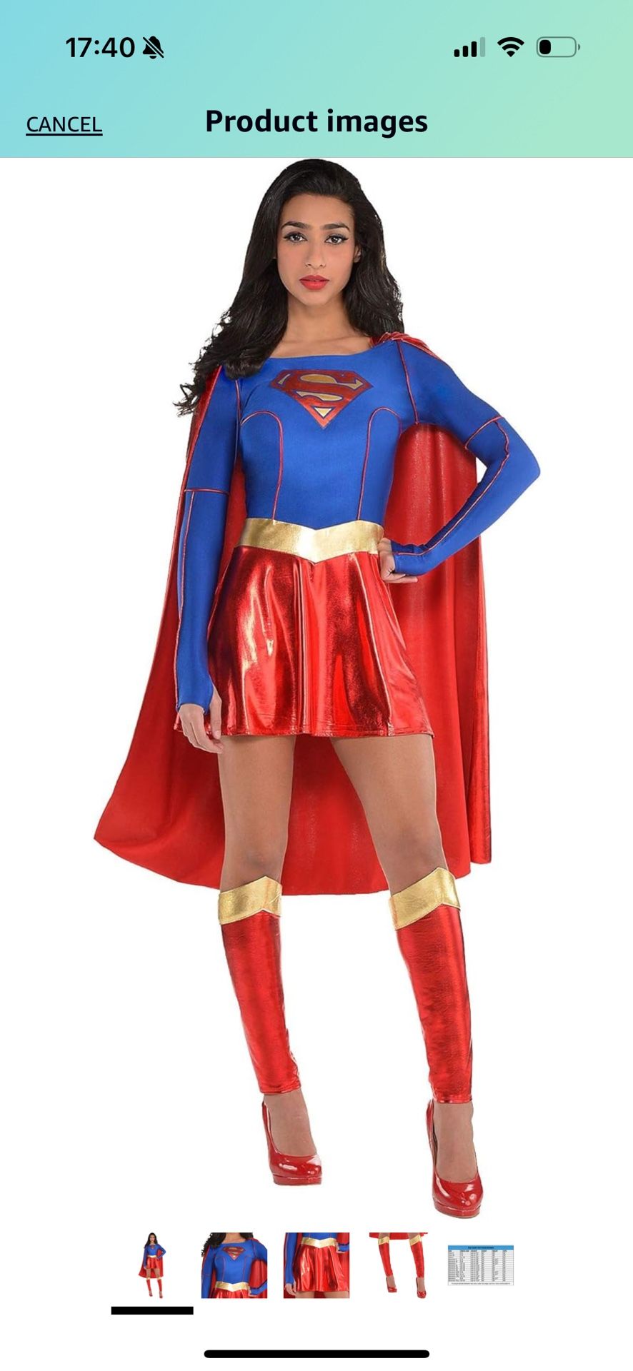 Adult Women's Supergirl Costume DC Comics Originals Dress with Leg Warmers